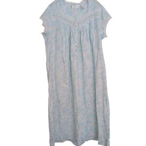 Pristine Eileen West XL Tank Sleeveless Blue Floral Cotton Nightgown